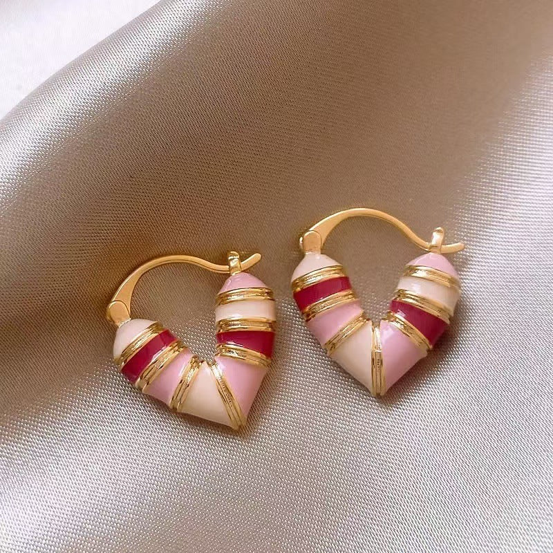 Rainbow Brown Enamel 18K Gold Plated Anti Tarnish Hoop Earring Bulk Secondary image