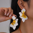 Floral Flower Leaf 18K Gold White Pink Yellow Dangler Earring Bulk