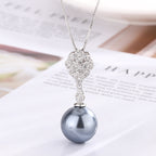 White Gray Elegant Leaf Silver CZ Pearl Copper Necklace Earring Set Bulk