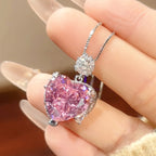 Heart Silver Yellow Pink CZ Anti Tarnish Pendant Chain Ring Set Bulk