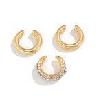 Studded 18K Gold Rhinestone Ear Cuff Earring Combo Pack Of 3 Bulk