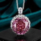 Rose Cut Dream Green Pink Silver Anti Tarnish Green Pendant Ring Set For Women