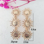 Wholesale Gold Sun Triple Drop Fashion Dangler Earrings