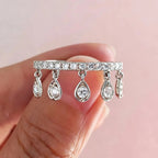 Designer Teardrop Charm Silver CZ Copper Anti Tarnish Fancy Ring Bulk