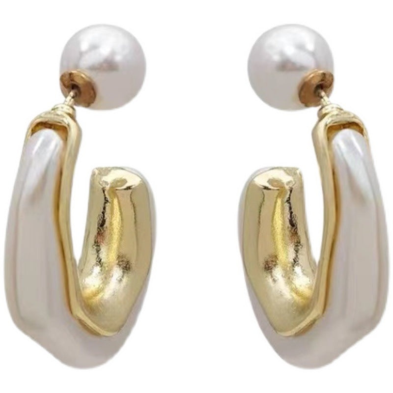 Pearl 18K Gold White Anti Tarnish Stainless Steel Hoop Earring Bulk