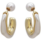 Pearl 18K Gold White Anti Tarnish Stainless Steel Hoop Earring Bulk