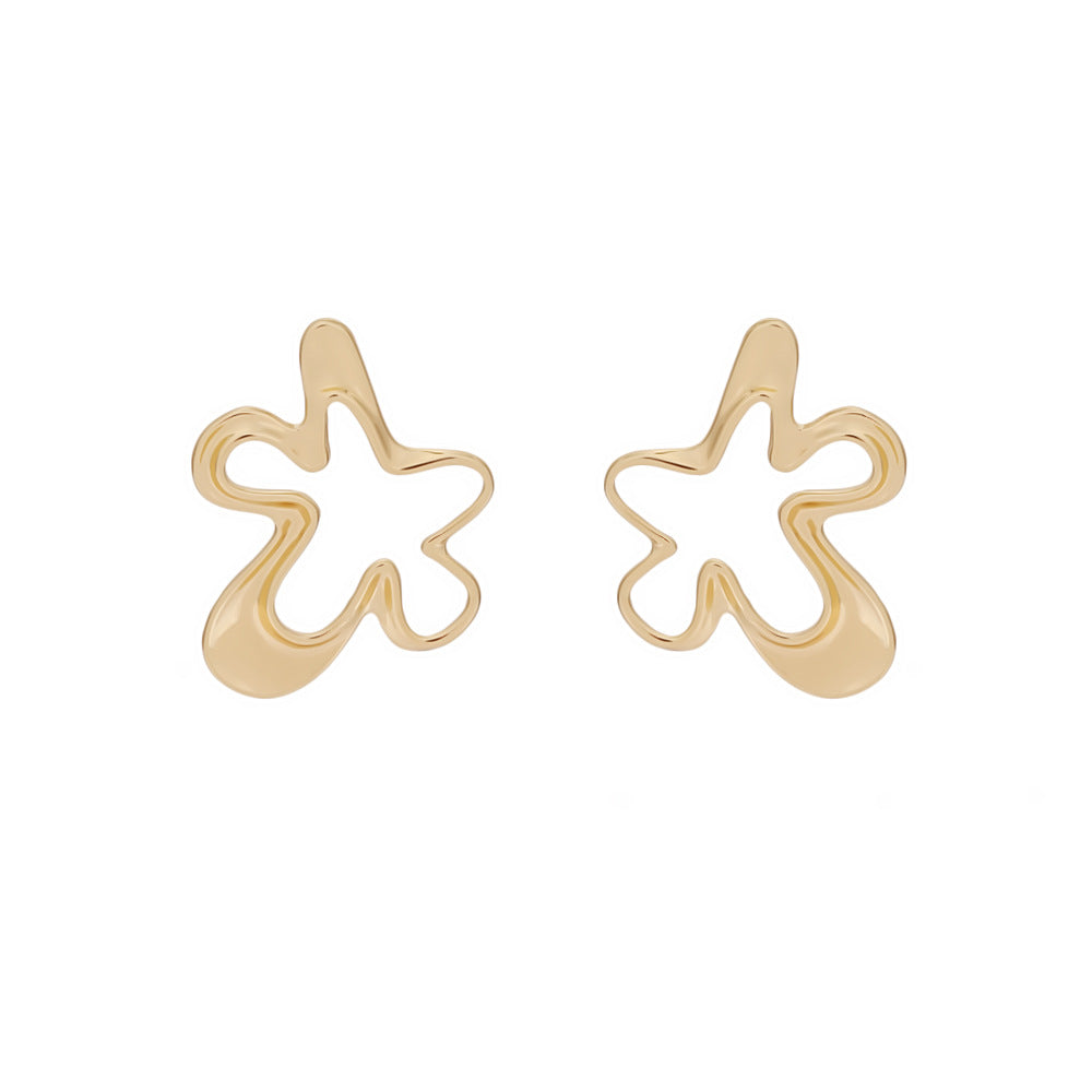 Gold Abstract Floral Hoop Earrings For Women Bulk