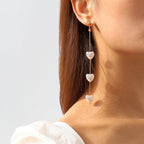 Designer Triple Heart Gold Silver Pearl Dangler Earrings For Women Bulk