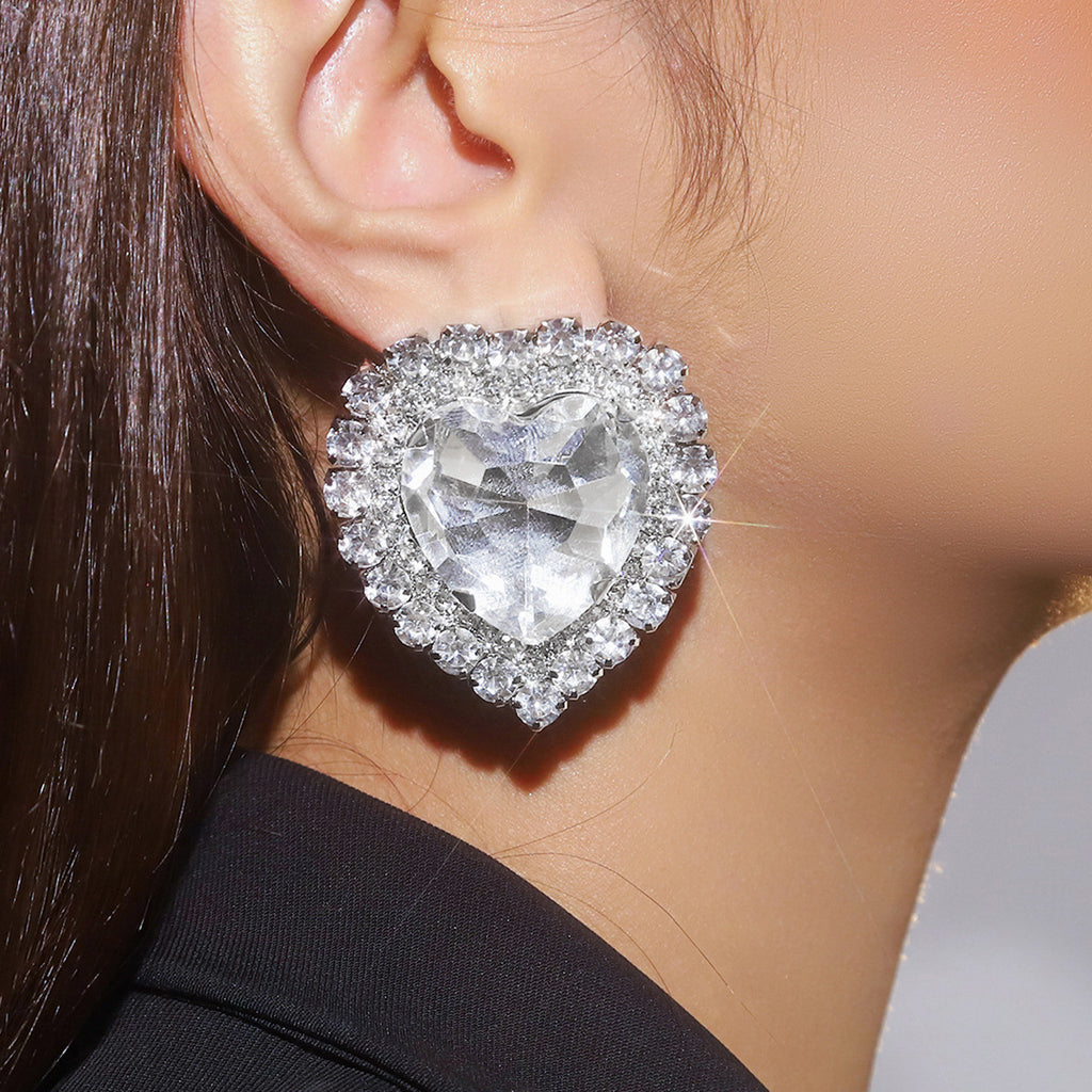 Heart Love Rhinestone Crystal Stud Earring For Women Bulk