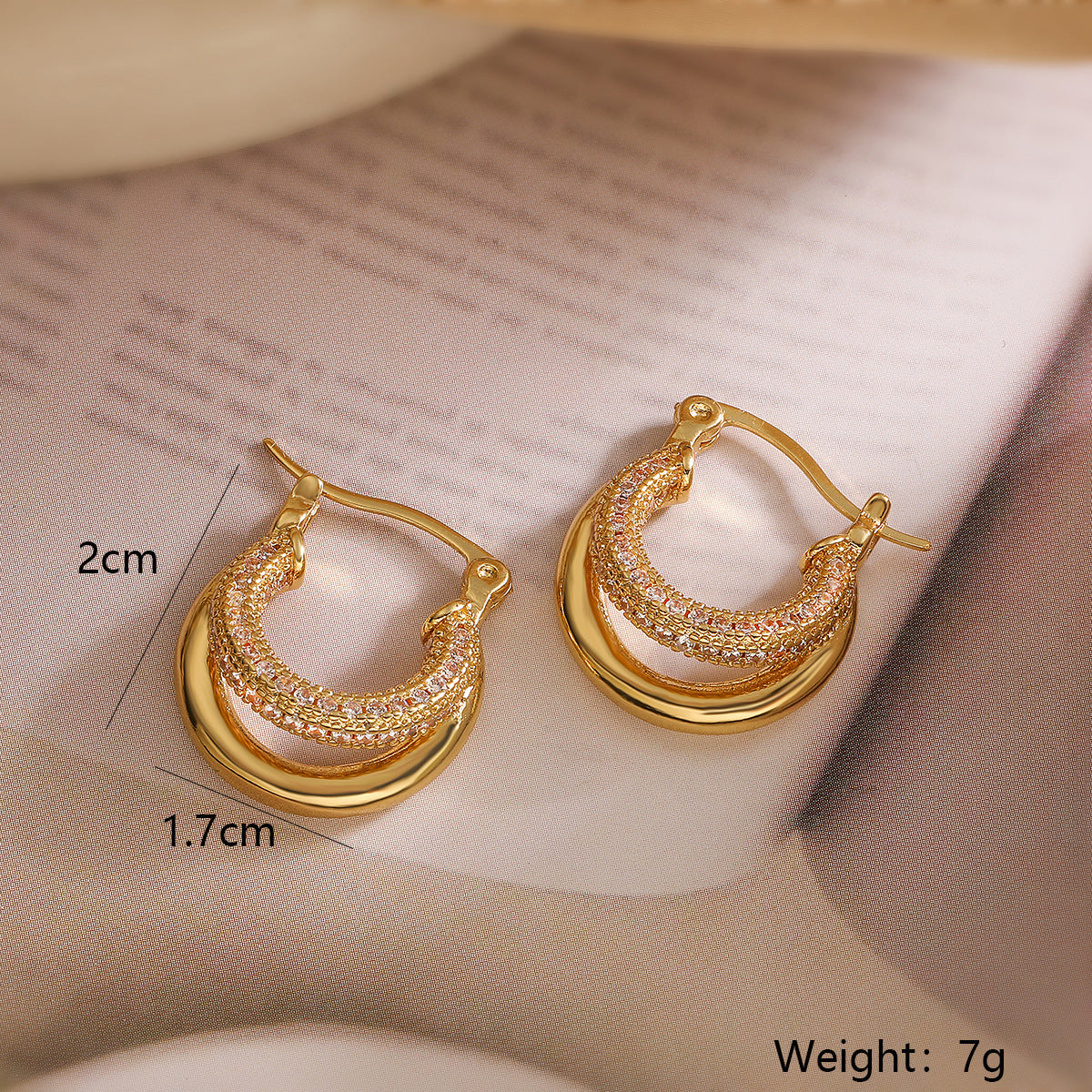 Glossy 18K Gold Anti Tarnish Dual Layer Anti Tarnish Hoop Earring Bulk Secondary image