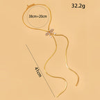 Bow Rhinestone Pearl 18K Gold Necklace Snake Chain For Women Bulk