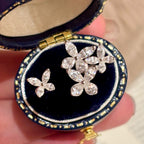 Silver Floral Cubic Zirconia Copper Adjustable Ring For Women Bulk