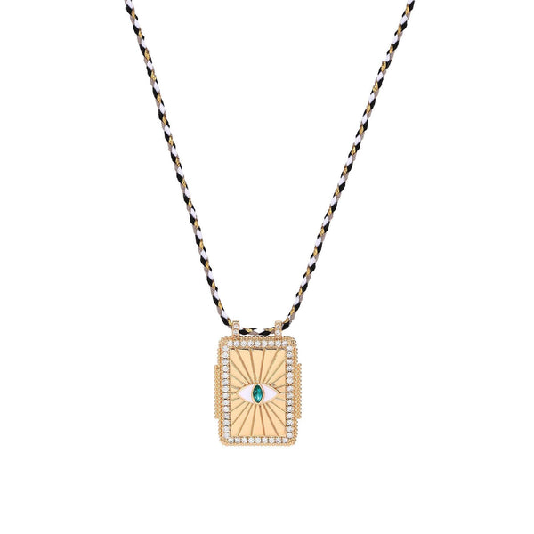 Evil Eye CZ 18K Gold White Thread Anti Tarnish Necklace Pendant Bulk Main image