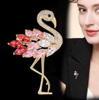 Multi Color Flamingo Gold Plated Crystal Brooch For Women Bulk
