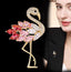 Multi Color Flamingo Gold Plated Crystal Brooch For Women Bulk