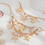 Star Fish Conch Beach Shell Clavicle 18K Gold Necklace Bracelet Bulk