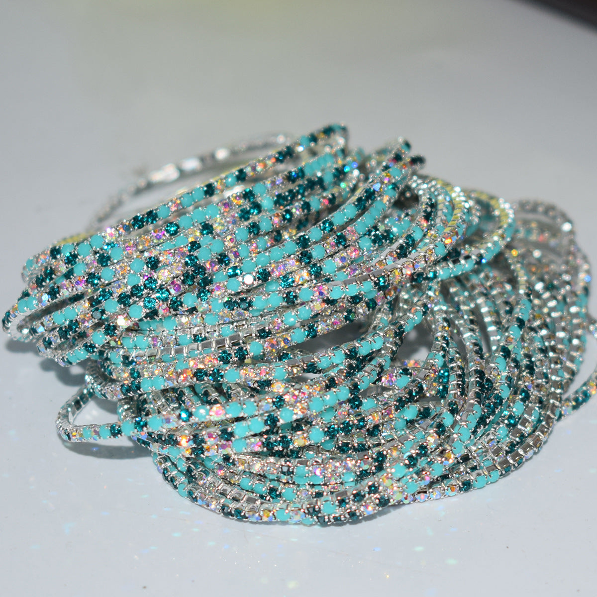 18K Gold Silver Multi Rhinestone Bracelet Bangle Adjustable Women Bulk