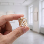 Luxury Gold Twisted Rope Design Faux Pearl Copper Cocktail Ring Bulk