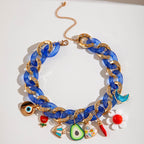Evil Eye Heart Flower 18K Gold CZ Acrylic Choker Necklace Bulk