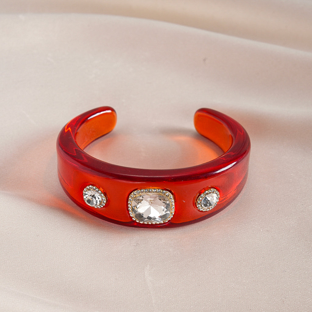 Multi Color Statement Chunky Gold Rhinestone Resin Bangle For Women Bulk