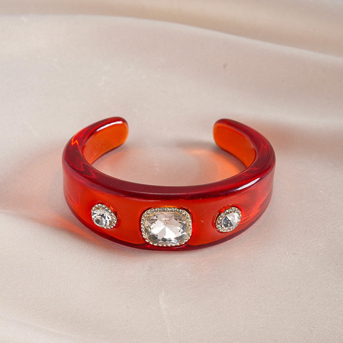 Multi Color Statement Chunky Gold Rhinestone Resin Bangle For Women Bulk