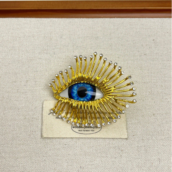 Eyelash Evil Eye Blue 18K Gold Cubic Zirconia Adjustable Ring Bulk Main image