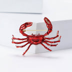 Red Crab Gold Plated Rhinestone Brooch For Women Bulk
