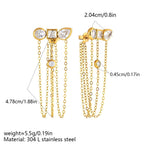 Luxury Triple Chain Gold Plated CZ Copper Drop Earrings Wholesale