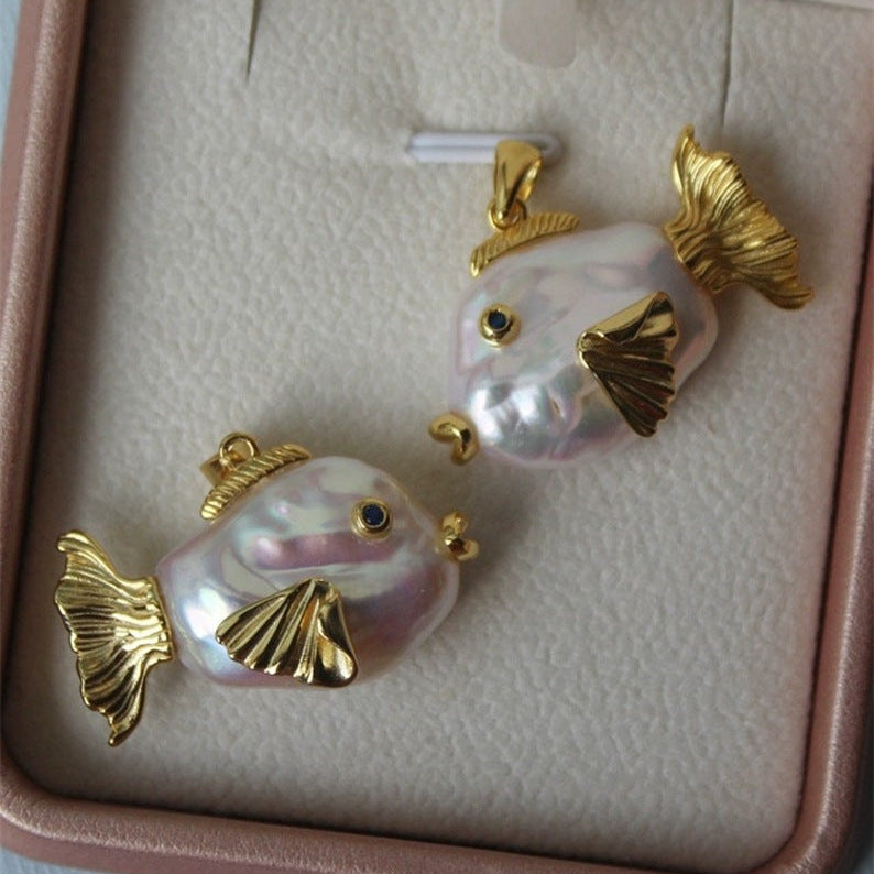 Ocean Pearl Shape Fish 18k Gold Silver Stainless Steel Anti Tarnish Necklace Pendant Chain For Women