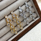 Drop Solitaire 18K Gold Silver CZ Anti Tarnish Dangler Earring Bulk
