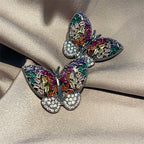 Multi Color Butterfly Silver Plated Cubic Zirconia Stud Earrings Bulk
