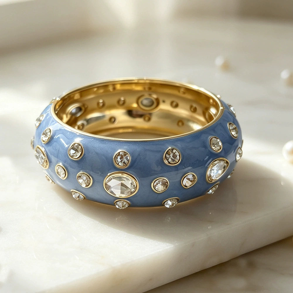Designer Multi Color Enamel Gold Rhinestone Copper Cuff & Kada Bulk