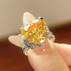 Heart Silver Yellow Pink CZ Anti Tarnish Pendant Chain Ring Set Bulk