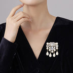 Designer CZ & Pearl Gold Rhinestone Copper Anti Tarnish Brooch Bulk