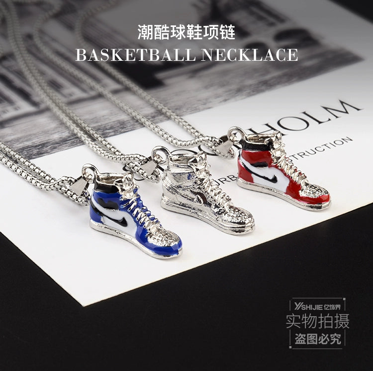 Basketball Shoe Silver Blue Red Stainless Steel Pendant Chain Bulk