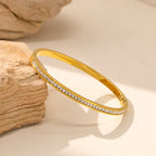 Surface Baguette CZ Gold Stainless Steel Openable Kada Bracelet Bulk