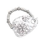 Designer Textured Oval Plate Sand Dollar Charm Silver Bracelet Bulk