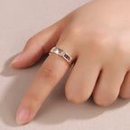 Luxury Gold Plated Multi Color Baguette Open CZ Copper Fancy Ring Bulk