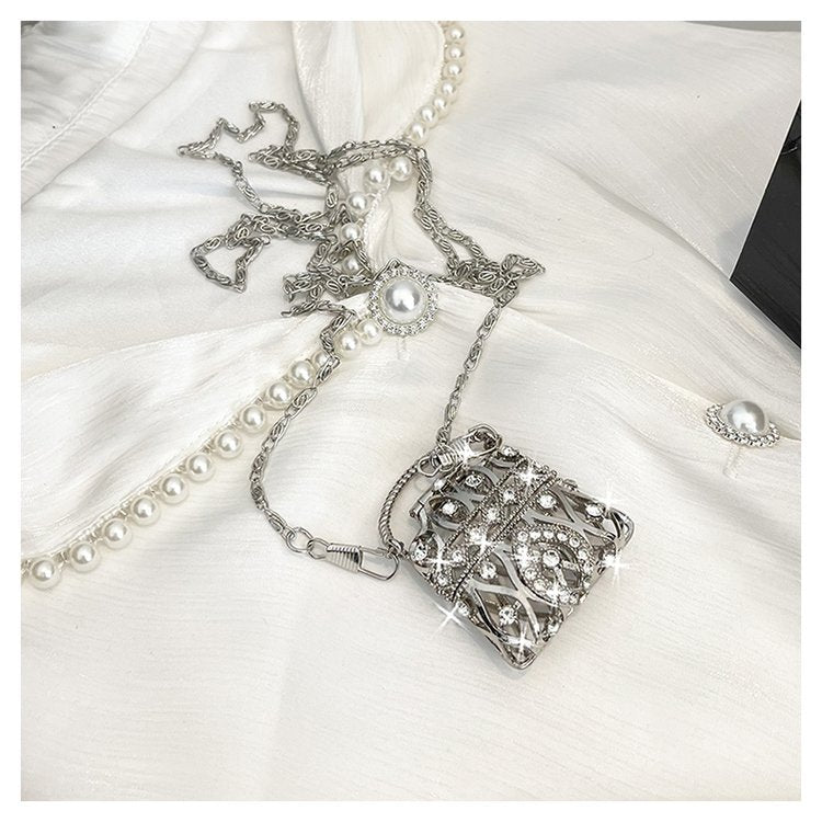 Cubic Zirconia 18K Gold Silver Banquet Shoulder Chain Small Bag Bulk