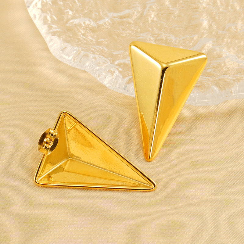 Triangle Shape Gold Stainless Steel Anti Tarnish Dangler Earring Bulk