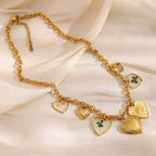 Heart Stainless Steel 18K Gold Charm Link Chain Necklace Women Bulk