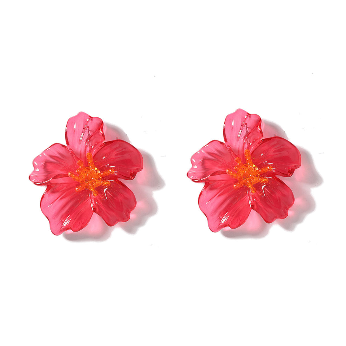 Acrylic Transparent Flower Orange Dangler Stud Earring For Women Bulk