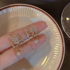 Gold Elegant Starburst Cubic Zirconia Hoop Earrings For Women Bulk