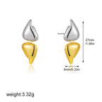Modern Dual Tone Leaf Gold Silver Stainless Steel Stud Earrings Bulk