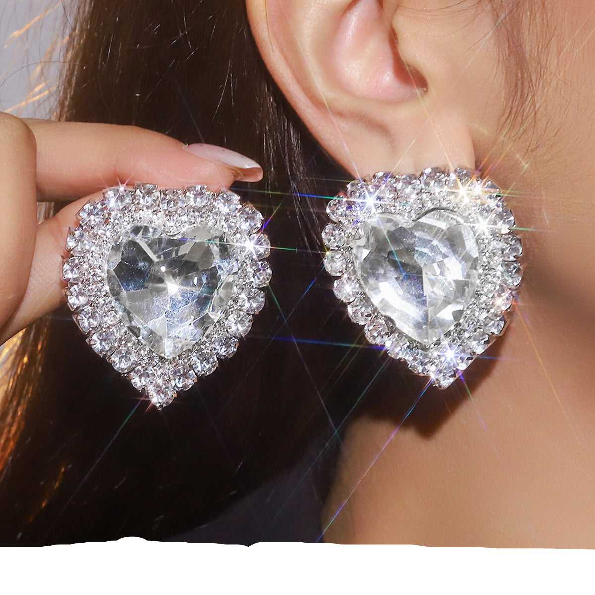 Heart Love Rhinestone Crystal Stud Earring For Women Bulk