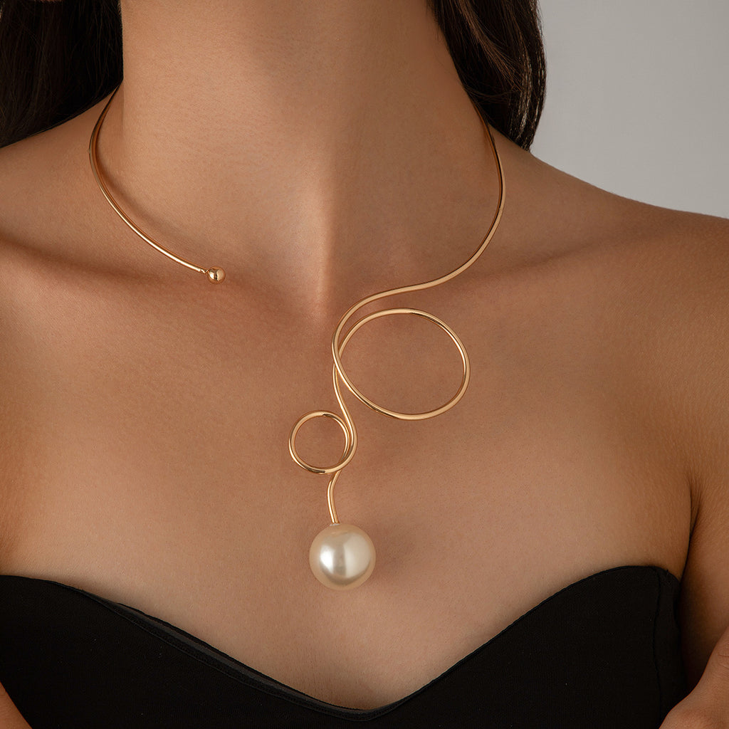 Bow Pearl 18K Gold Hasli Choker Necklace For Women Bulk