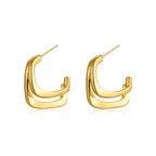 Modern Dual Layer Gold Silver Plated Stainless Steel Hoop Earrings Bulk
