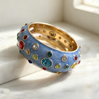 Designer Multi Color Enamel Gold Rhinestone Copper Cuff & Kadan Bulk