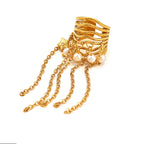Multi Color Chain Tassel Statement Gold Copper Adjustable Ring Women Bulk