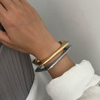 Glossy Finish Square Round 18K Gold Silver Openable Kada Bracelet Bulk